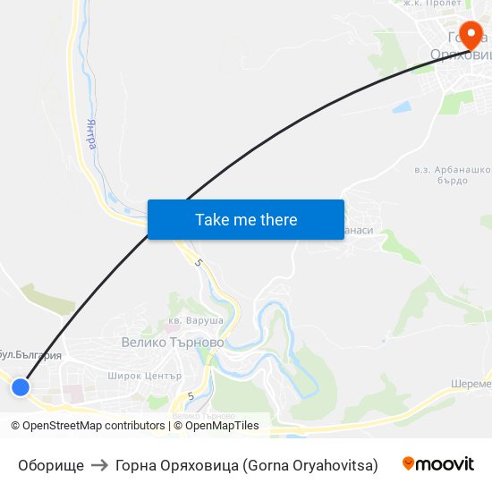Оборище to Горна Оряховица (Gorna Oryahovitsa) map