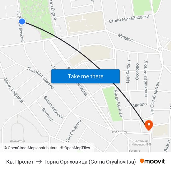 Кв. Пролет to Горна Оряховица (Gorna Oryahovitsa) map