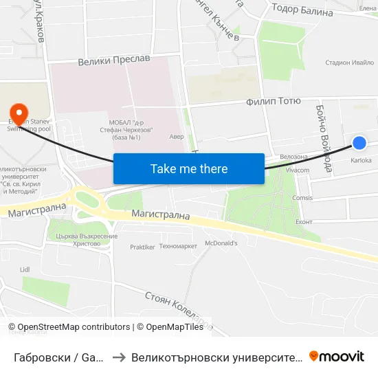 Габровски / Gabrovski to Великотърновски университет Корпус 4 map