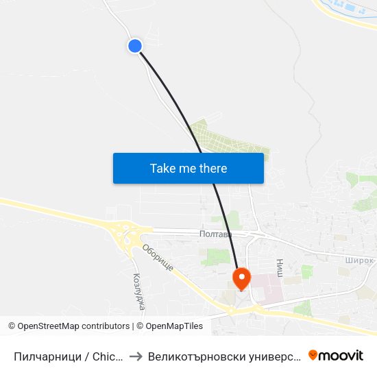 Пилчарници / Chicken Coops to Великотърновски университет Корпус 4 map