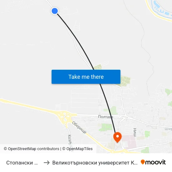 Стопански Двор to Великотърновски университет Корпус 4 map