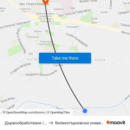 Дървообработване / Woodworking to Великотърновски университет Корпус 4 map