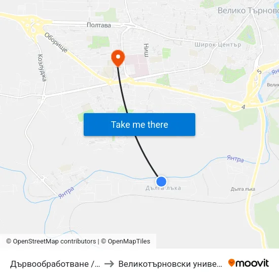 Дървообработване / Woodworking to Великотърновски университет Корпус 4 map