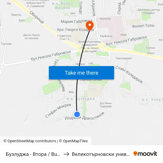 Бузлуджа - Втора / Buzludzha - Second to Великотърновски университет Корпус 4 map