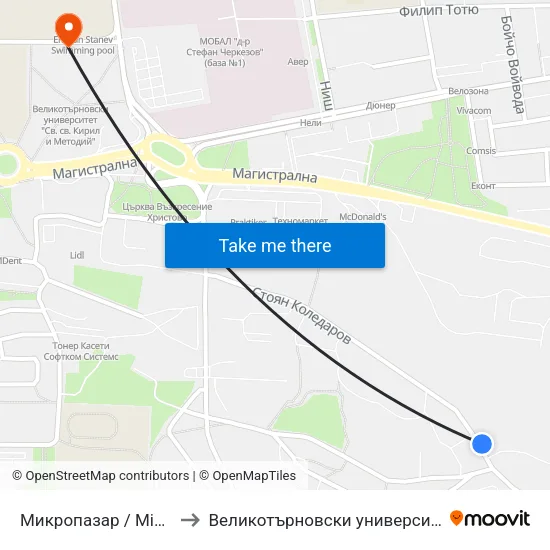 Микропазар / Micromarket to Великотърновски университет Корпус 4 map