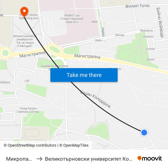 Микропазар / Micromarket to Великотърновски университет Корпус 4 map