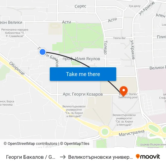 Георги Бакалов / Georgi Bakalov to Великотърновски университет Корпус 4 map
