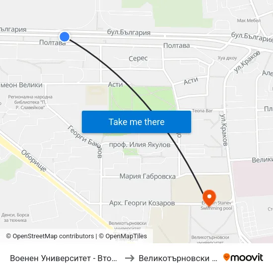 Военен Университет - Втора / Military University - Second to Великотърновски университет Корпус 4 map