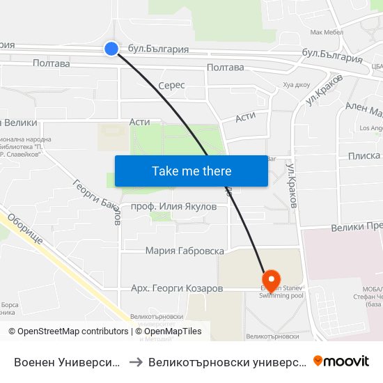 Военен Университет - Втора / Military University - Second to Великотърновски университет Корпус 4 map