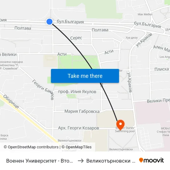 Военен Университет - Втора / Military University - Second to Великотърновски университет Корпус 4 map
