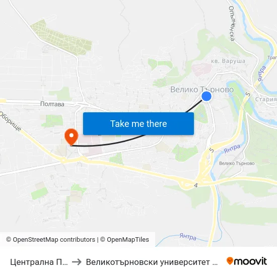 Централна Поща to Великотърновски университет Корпус 4 map