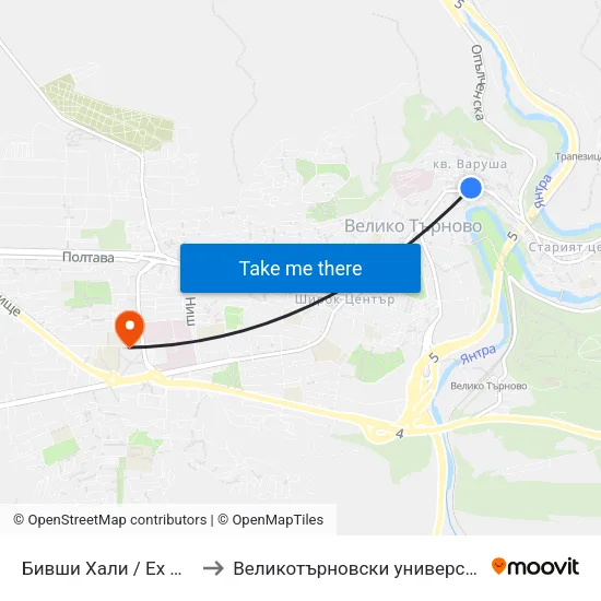 Бивши Хали / Ex Market Hall to Великотърновски университет Корпус 4 map