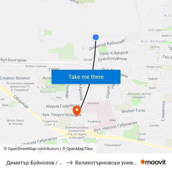 Димитър Буйнозов / Dimitar Byinozov to Великотърновски университет Корпус 4 map