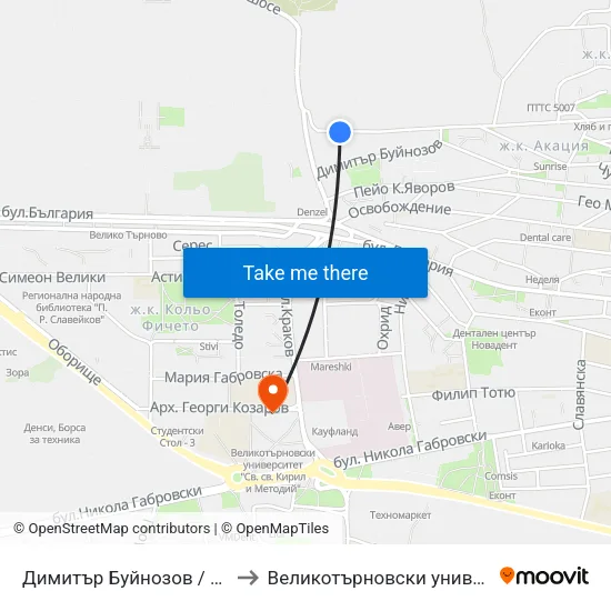 Димитър Буйнозов / Dimitar Byinozov to Великотърновски университет Корпус 4 map