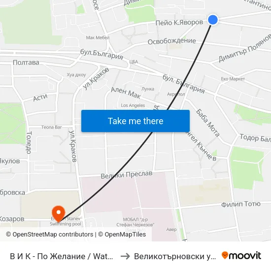 В И К - По Желание / Water And Sewage - on Request to Великотърновски университет Корпус 4 map