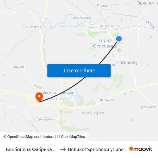 Бонбонена Фабрика / Candy Factory to Великотърновски университет Корпус 4 map
