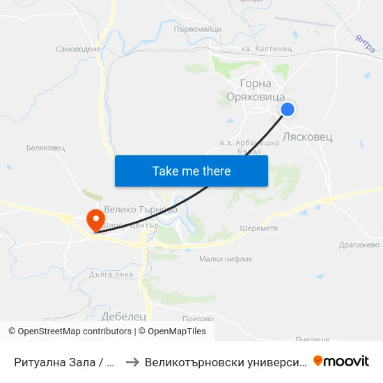 Ритуална Зала / Ritual Hall to Великотърновски университет Корпус 4 map