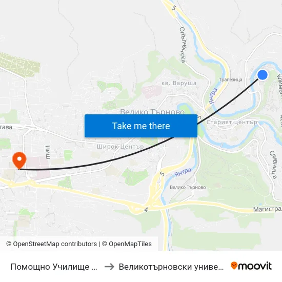 Помощно Училище / Aided School to Великотърновски университет Корпус 4 map