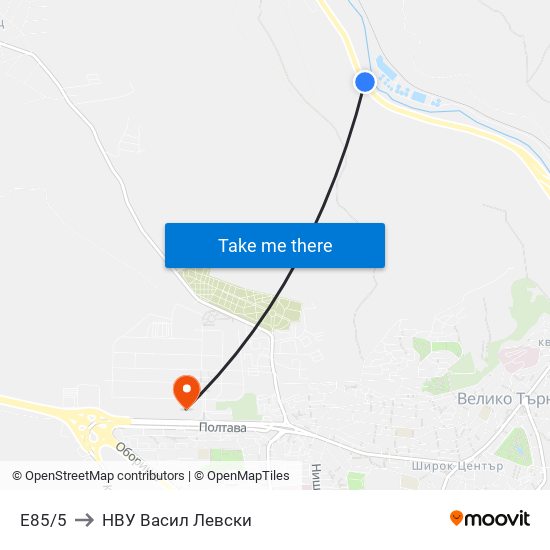 E85/5 to НВУ  Васил Левски map