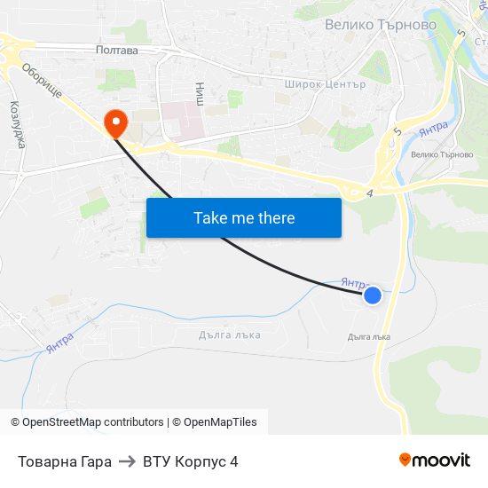 Товарна Гара to ВТУ Корпус 4 map