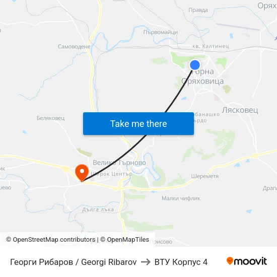 Георги Рибаров / Georgi Ribarov to ВТУ Корпус 4 map