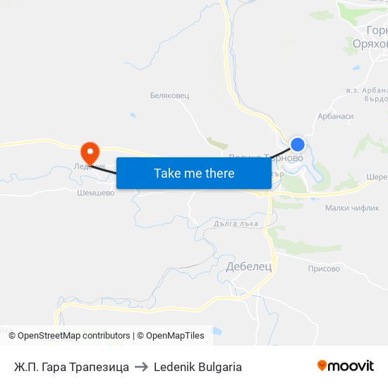 Ж.П. Гара Трапезица to Ledenik Bulgaria map