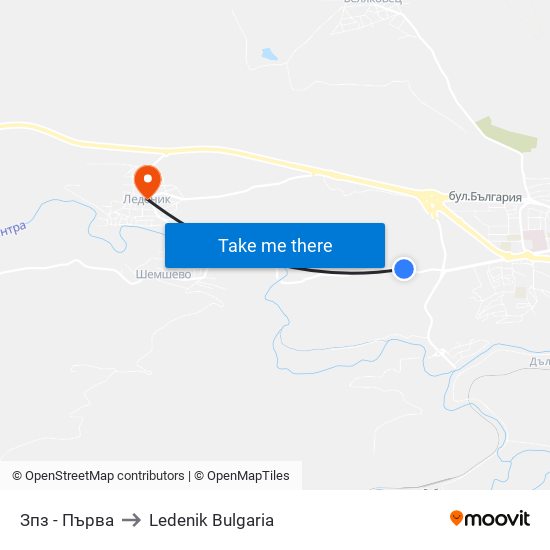 Зпз - Първа to Ledenik Bulgaria map