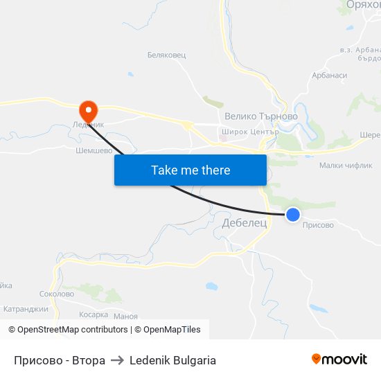 Присово - Втора / Prisovo - Second to Ledenik Bulgaria map