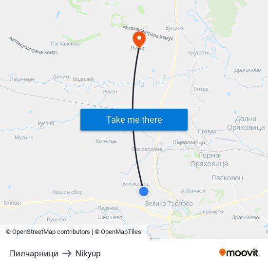 Пилчарници to Nikyup map