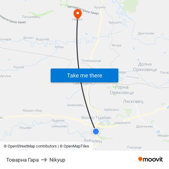 Товарна Гара to Nikyup map