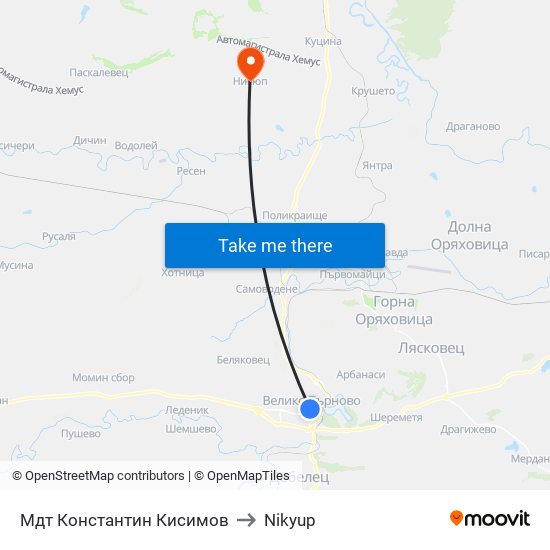 Мдт Константин Кисимов to Nikyup map