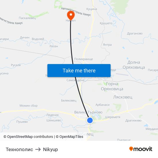 Технополис / Technopolis to Nikyup map