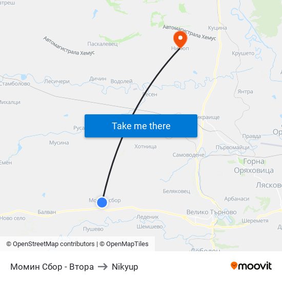 Момин Сбор - Втора to Nikyup map