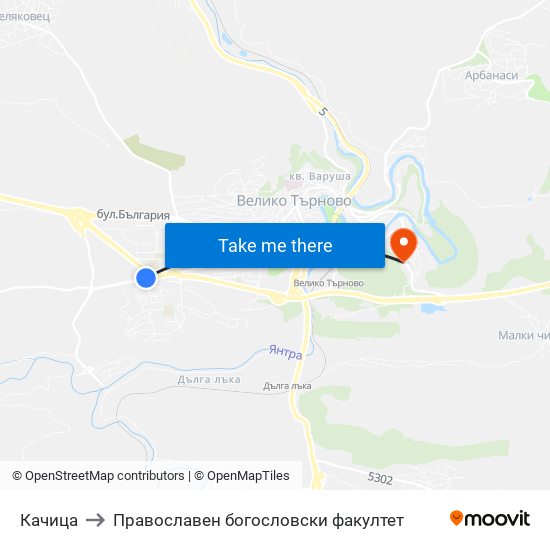 Качица to Православен богословски факултет map