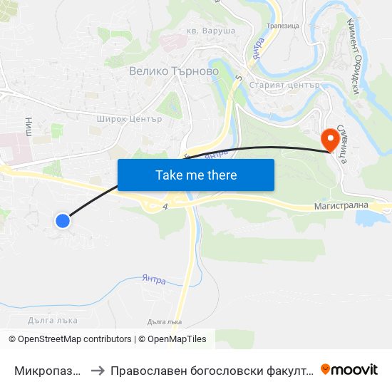 Микропазар / Micromarket to Православен богословски факултет map