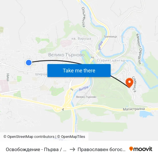Освобождение - Първа / Osvobozhdenie - First to Православен богословски факултет map