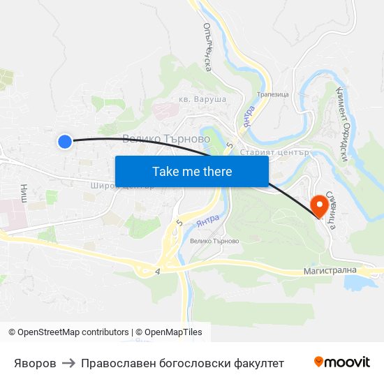 Яворов / Yavorov to Православен богословски факултет map