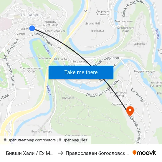 Бивши Хали / Ex Market Hall to Православен богословски факултет map