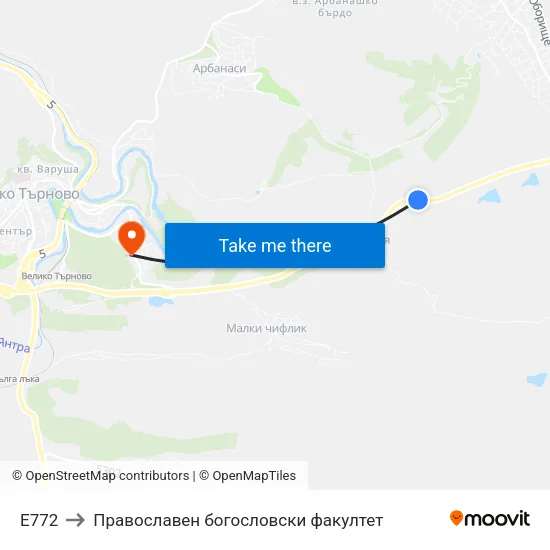 Е772 to Православен богословски факултет map