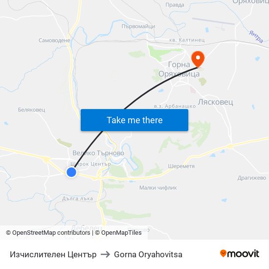 Изчислителен Център / Computing Centre to Gorna Oryahovitsa map