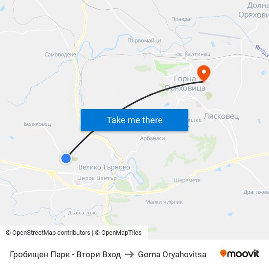 Гробищен Парк - Втори Вход / Cemetery - Second Entrance to Gorna Oryahovitsa map