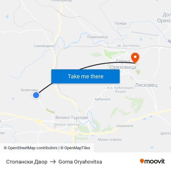 Стопански Двор to Gorna Oryahovitsa map