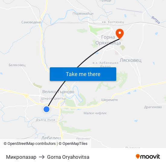 Микропазар / Micromarket to Gorna Oryahovitsa map