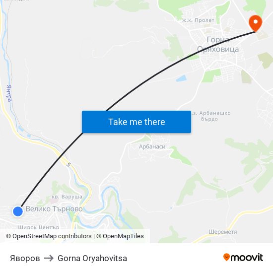 Яворов to Gorna Oryahovitsa map