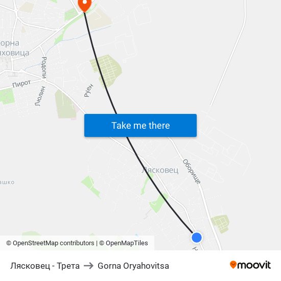 Лясковец - Трета to Gorna Oryahovitsa map