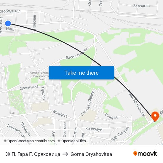 Ж.П. Гара Г. Оряховица to Gorna Oryahovitsa map