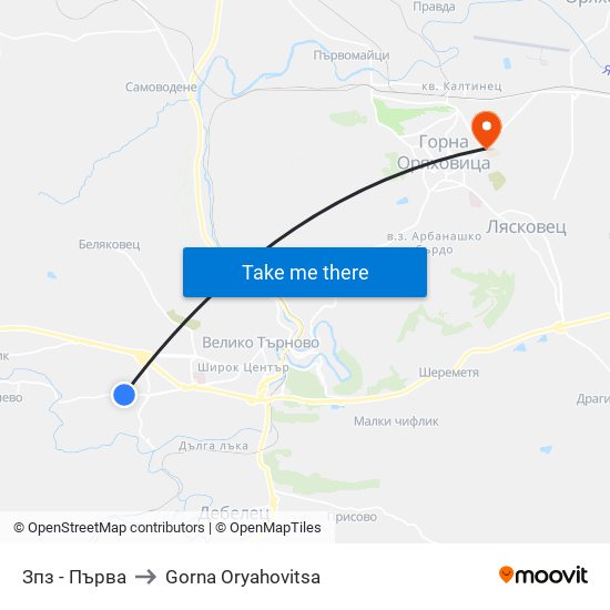 Зпз - Първа to Gorna Oryahovitsa map