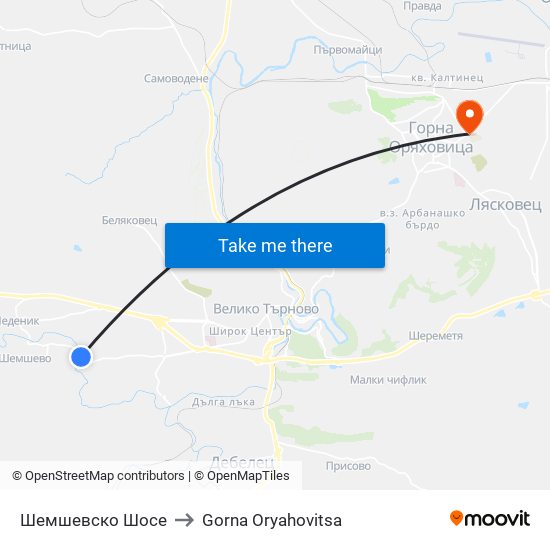 Шемшевско Шосе / Shemshevsko Shosse to Gorna Oryahovitsa map