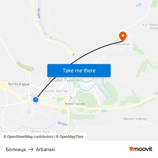 Болница to Arbanasi map
