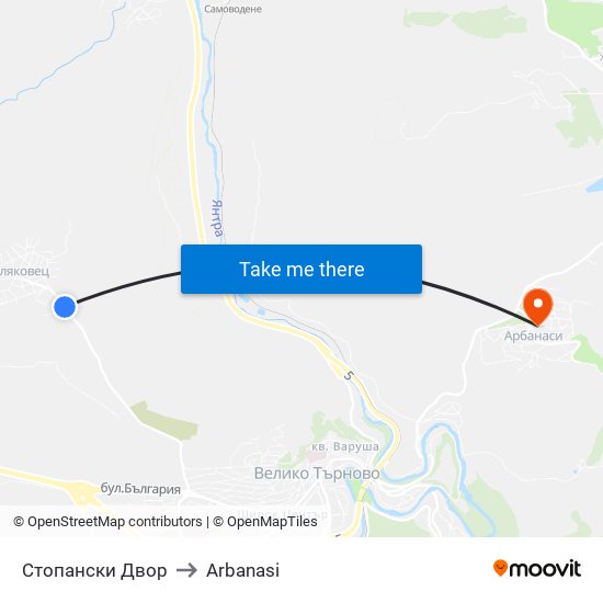 Стопански Двор to Arbanasi map